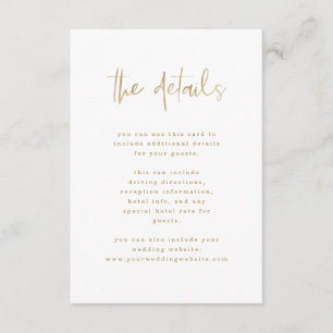 Modern Faux Gold   Wedding Guest Details Enclosure Card