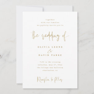 Modern Faux Gold Wedding Invitation