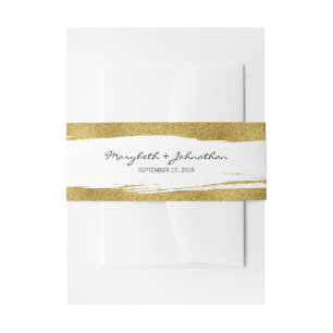 Modern Faux Gold Wedding Invitation Belly Band