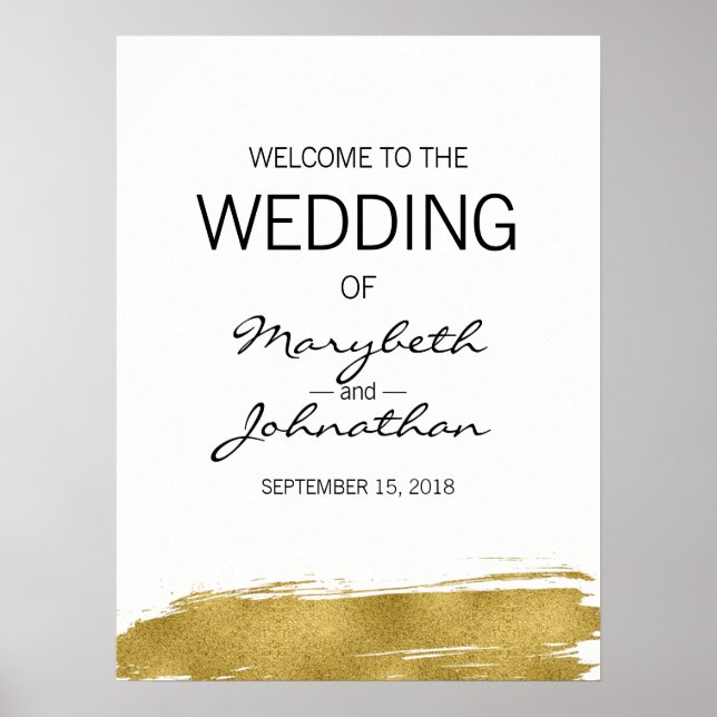 Modern Faux Gold Wedding Welcome Sign Poster (Front)