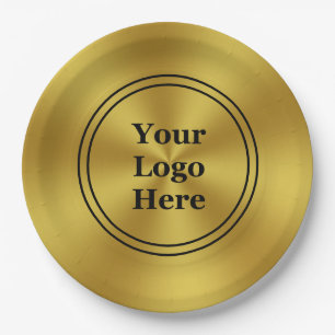 Modern Faux Gold Your Logo Here Paper Plate