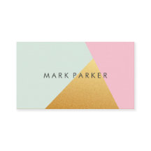 Modern Faux Green, Pink White Gold Geometric Block