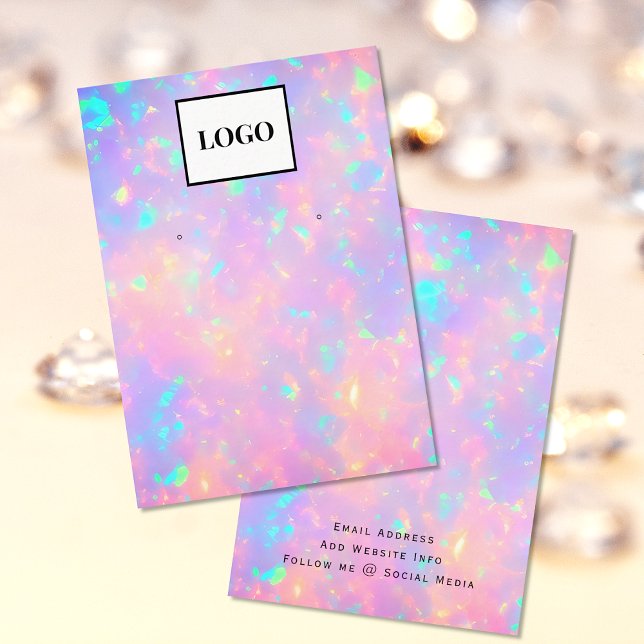 Modern Faux Holographic Add Logo Earring Card (Creator Uploaded)
