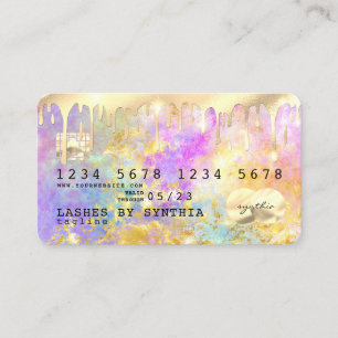 modern faux holographic opal stone business card