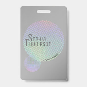 Modern Faux Holographic Rainbow Circles ID Badge