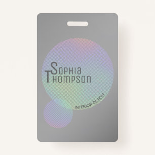 Modern Faux Holographic Rainbow Circles ID Badge
