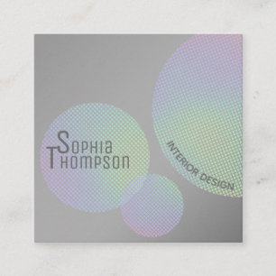 Modern Faux Holographic Rainbow Circles Square Business Card