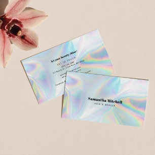 Modern Faux Holographic Salon Beautician Makeup Business Card