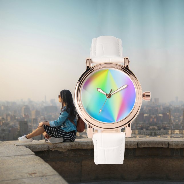 Modern faux iridescent pastel rainbow coloured watch (Creator Uploaded)