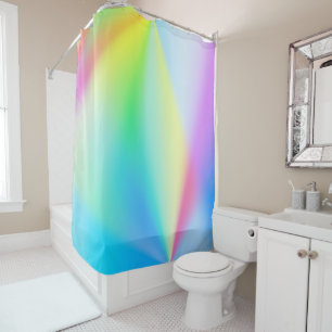 Modern faux iridescent pastel rainbow colours shower curtain