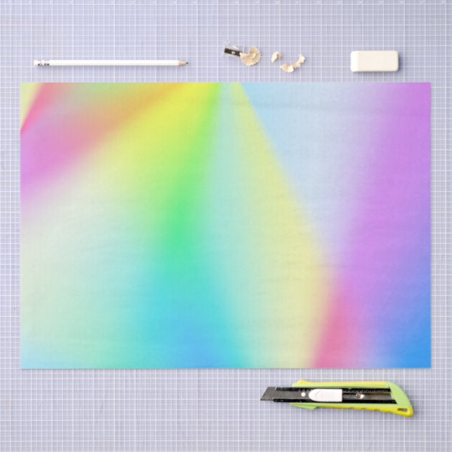 Modern faux iridescent pastel rainbow colours tissue paper (Craft)