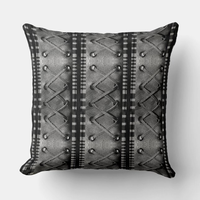 Modern Faux Laced Leather Texture Cushion (Front)