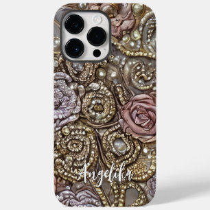 Modern Faux Leather Abstract Customisable Case-Mate iPhone 14 Pro Max Case