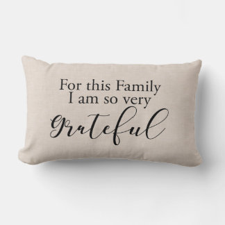 Modern Faux linen family gratitude quote Lumbar Cushion
