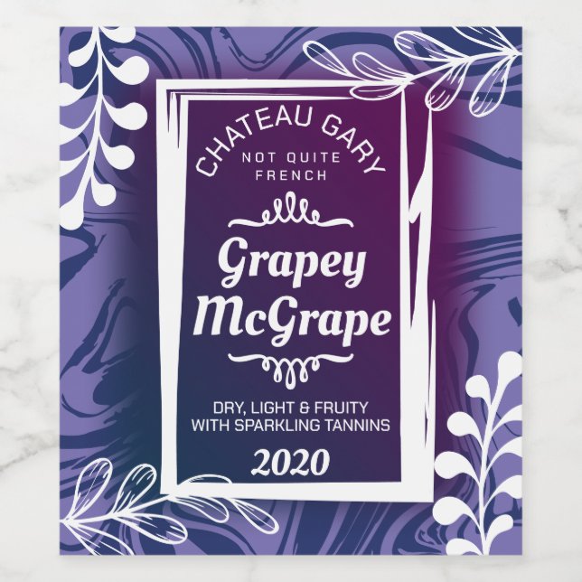 Modern faux marble custom colour personalised wine label (Single Label)