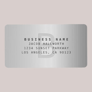 Modern Faux Metal Monogrammed Business Address Label