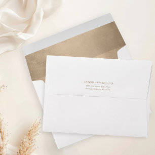 Modern Faux Metallic Gold Return Address Wedding Envelope