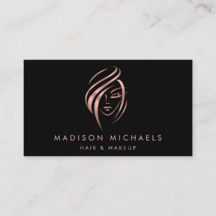 Modern Faux Pink Gold Abstract Hair Makeup Busine Business Card
