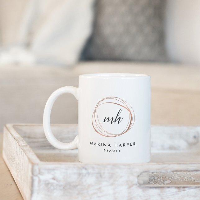 Modern Faux Rose Gold Abstract Logo Coffee Mug (Creator Uploaded)
