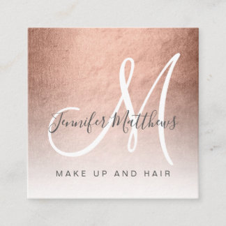 Modern Faux Rose Gold Abstract Makeup Artist Square Business Card