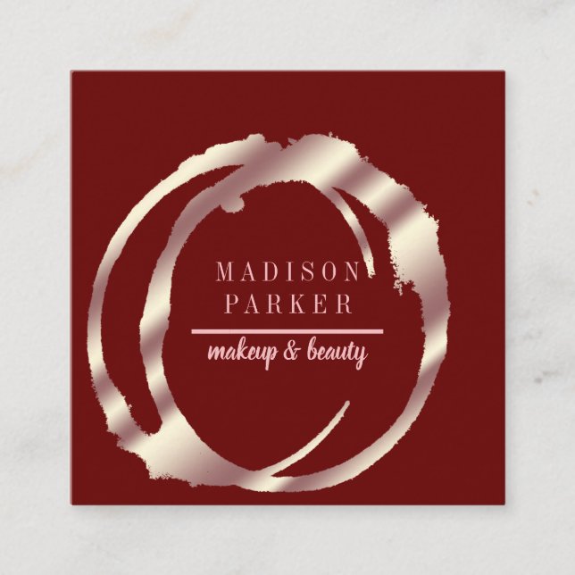 Modern Faux Rose Gold Abstract Square Square Business Card (Front)