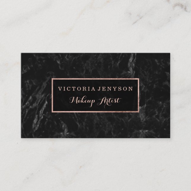 Modern faux rose gold frame marble Makeup artist Business Card (Front)