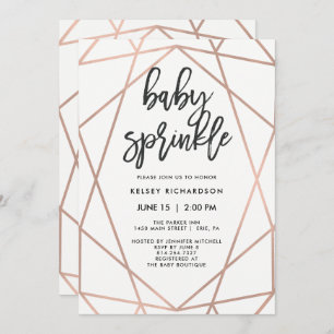 Modern Faux Rose Gold Geometric   Baby Sprinkle Invitation