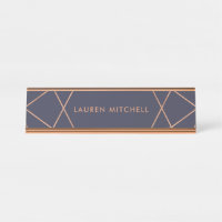 Modern Faux Rose Gold Geometric on Midnight Blue