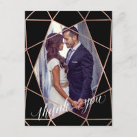 Modern Faux Rose Gold Geometric Photo Thank You