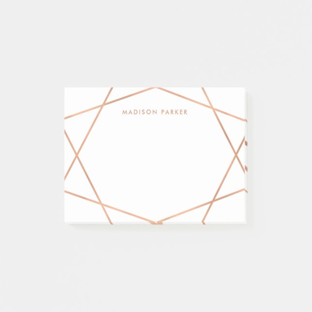 Modern Faux Rose Gold Geometric Post-it Notes (Front)