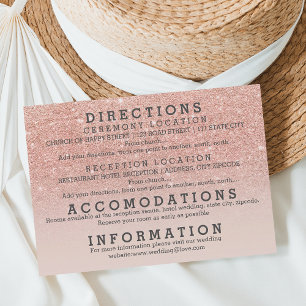 Modern faux rose gold glitter details wedding enclosure card