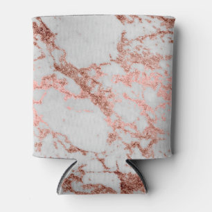 Modern faux rose gold glitter marble texture image can cooler