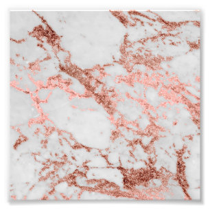 Modern faux rose gold glitter marble texture image photo print