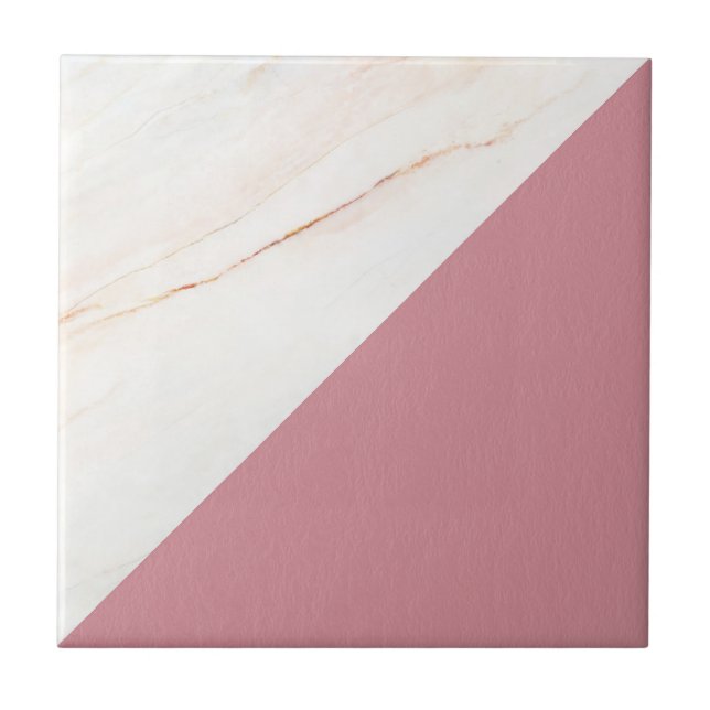 Modern Faux Rose Gold Marble Ceramic Tile (Front)