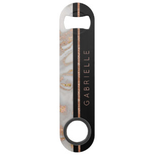 Modern Faux Rose Gold Marble Swirl Monogram