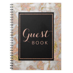 Modern Faux Rose Gold Marble Wedding Guest Book