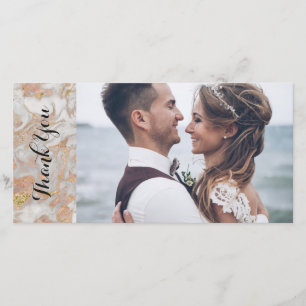 Modern Faux Rose Gold Marble Wedding Thank You Card