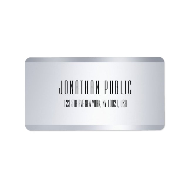 Modern Faux Silver Elegant Minimalist Template Label (Front)