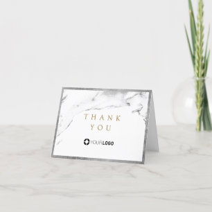 Modern faux silver marble luxe business thank you