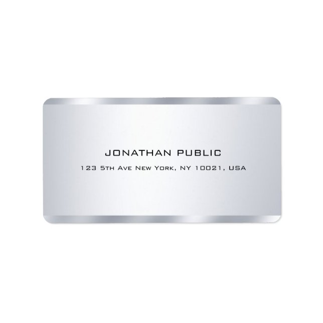 Modern Faux Silver Minimalist Professional Elegant Label (Front)