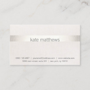 Modern Faux Silver Stripe on Linen Business Card