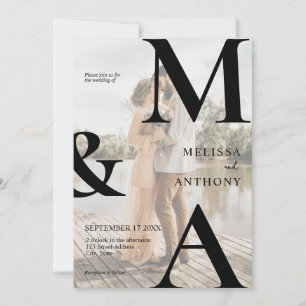 Modern Faux Vellum Monogram Photo Wedding Invitation