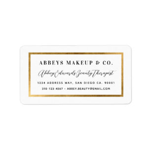 Modern Faux Yellow Gold Border Business Label