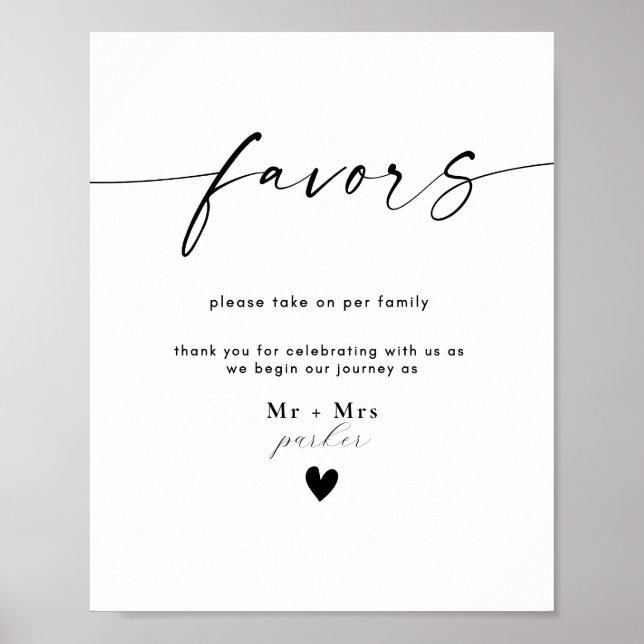 Modern Favour Wedding Sign (Front)