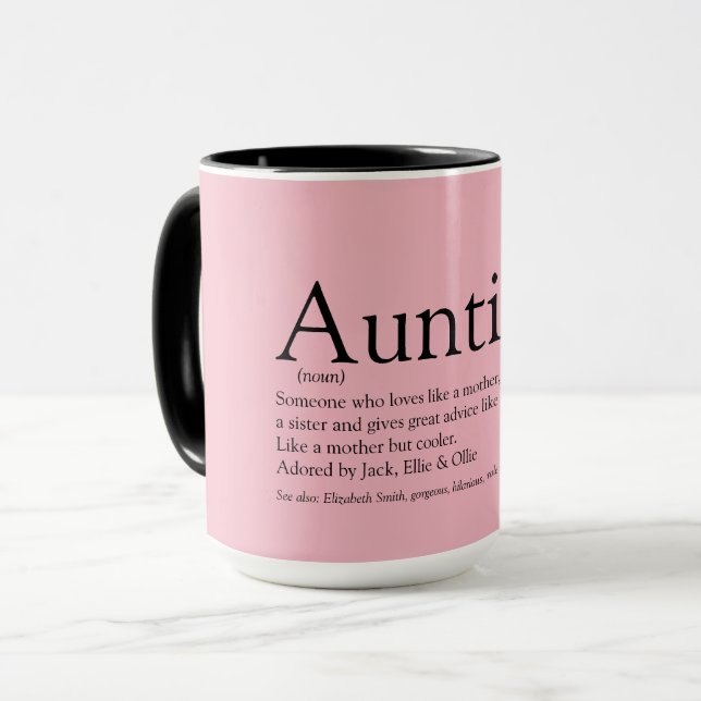 Modern Favourite Aunt Auntie Definition Fun Pink Mug (Front Left)