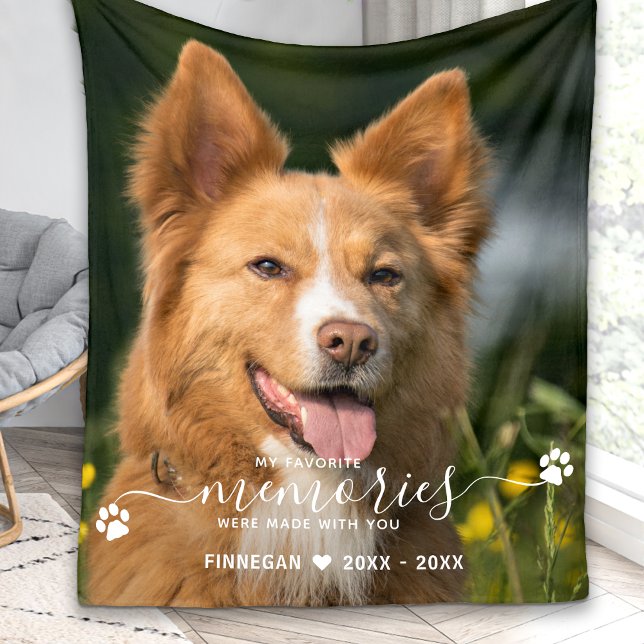 Modern Favourite Memories Personalised Pet Memoria Fleece Blanket (Creator Uploaded)