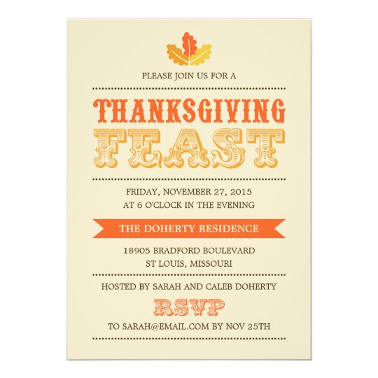 Modern Feast Thanksgiving Dinner Invitation