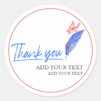 Modern Feather & Butterfly Small Business Thank Yo Classic Round Sticker