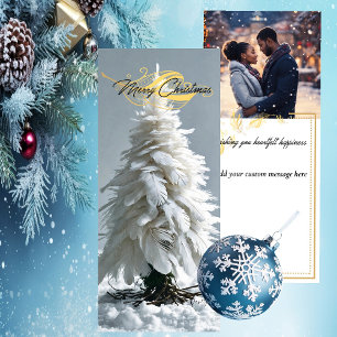 Modern Feather Christmas Tree Photo Holiday Card