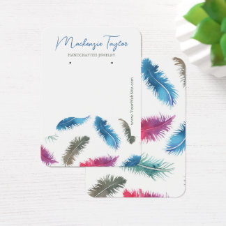 Modern Feather Personalised Earring Display Card